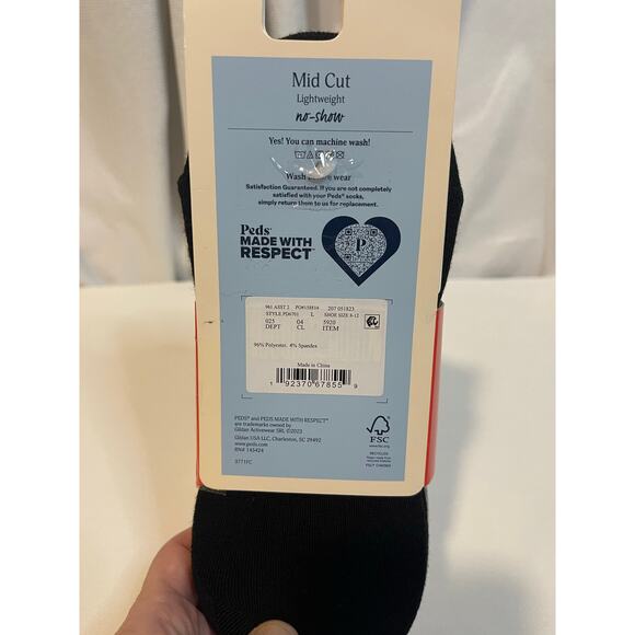 Womans Peds Mid cut light weight no show socks (6 pair) Extended size 8-2 - Picture 3 of 4